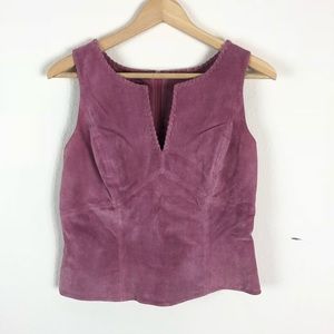 Boston Proper Pink Suede Leather Top